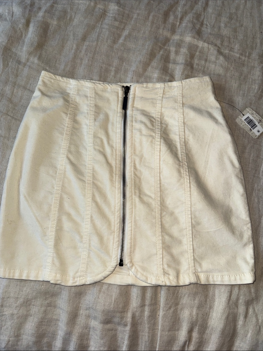 We The Free Off-White Front Zip Mini Skirt - Picture 1 of 5